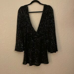 Whitefox Black Sequin Backless Dress